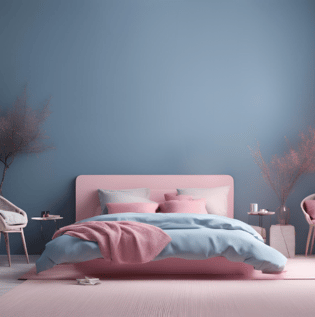 Blue with Pink Contrast Wall Design - Asian Paints