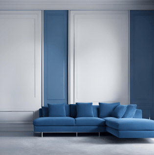 Blue with Silver Contrast Wall Design - Asian Paints