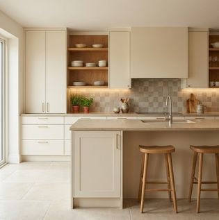 Earthy Cream Kitchen Cabinets