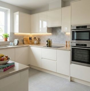 Glossy Cream Kitchen Cabinets