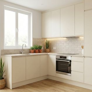 Adding Greenery to Cream Kitchens