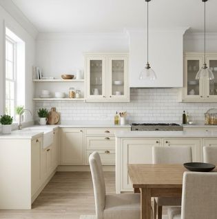 White Walls with Cream Cabinets