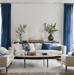  Blue Curtain with White Walls - Asian Paints