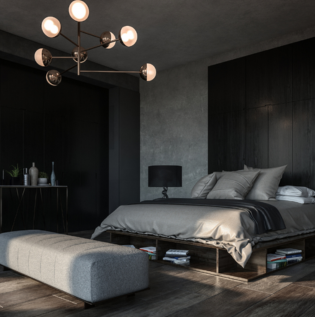 Black Coloured Bedroom - Asian Paints