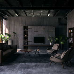 Charcoal Coloured Living Room - Asian Paints