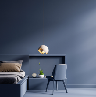 Dark Blue Coloured Bedroom - Asian Paints