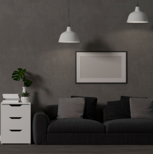 Dark Grey Coloured Living Room - Asian Paints