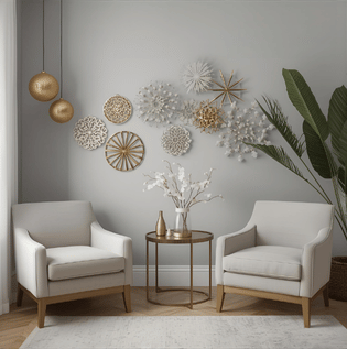 Subtle Grey Walls with Metallic Art for Diwali - Asian Paints