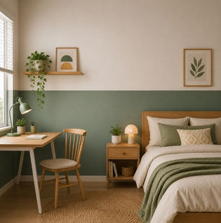 Two-Tone Half-Painted Wall Design