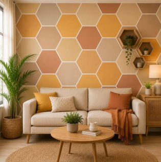 Honeycomb Hexagon Pattern DIY Wall Paint