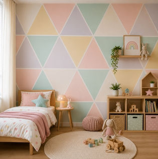 Pastel Triangles Wall Painting Idea