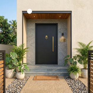 Classic Black Front Door for a Timeless Entrance