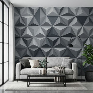 Faux 3D Effect Geometric Wall Painting Ideas