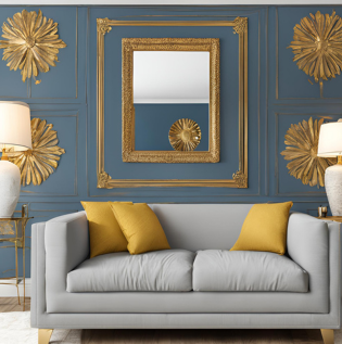 Greyish Blue with Gold - Asian Paints