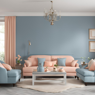 Greyish Blue with Peach - Asian Paints