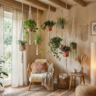 Boho Macramé Planters for Vertical Gardens