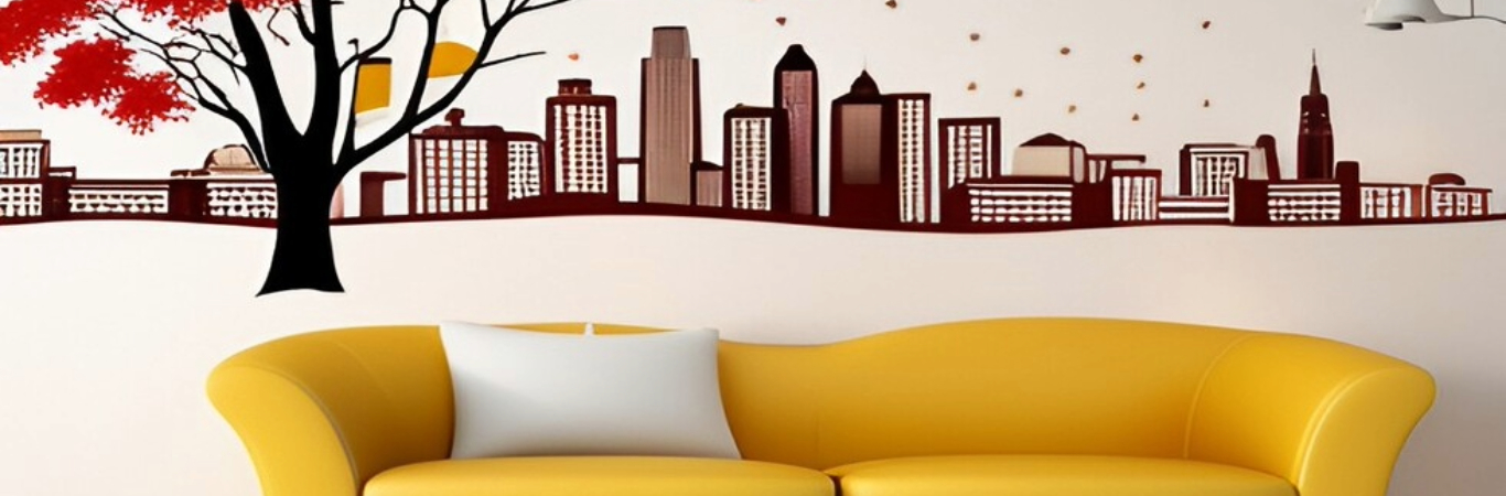 Wall decal design in the living room - Asian PaintsWall decal design in the living room - Asian Paints