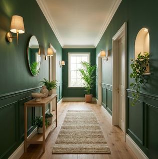 Nature Inspired Green Hallway Walls