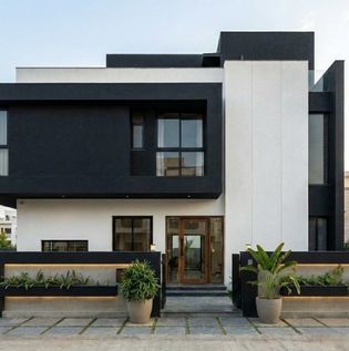 Classic White and Black Home Front Elevation
