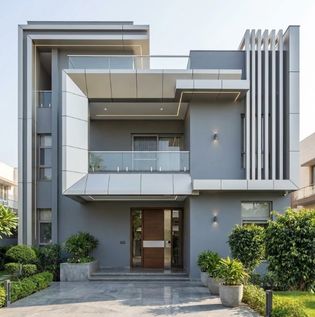 Steel Grey and Silver Home Front Elevation