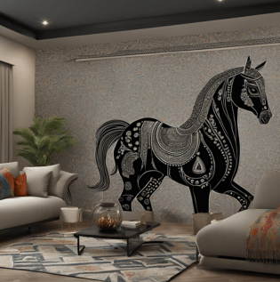 Black Horse Wallpaper - Asian Paints