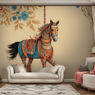 Festive Horse Wallpaper - Asian Paints