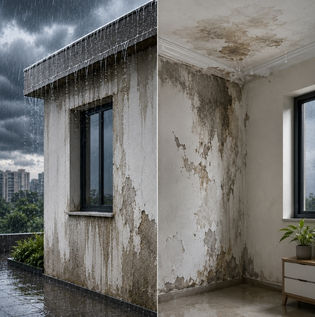 Water Seepage in Walls and Roofs During Monsoon Season