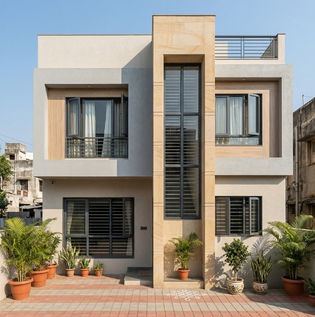 Box House Design with Large Windows