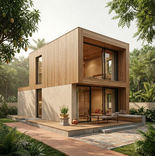 Warm and Natural Wooden Box House Design
