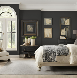 Ivory and Charcoal Paint Combination - Asian Paints
