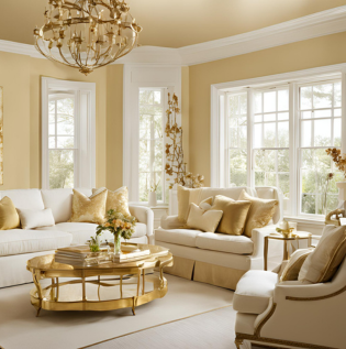 Ivory and Gold Paint Combination - Asian Paints
