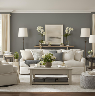 Ivory and Grey Paint Combination - Asian Paints
