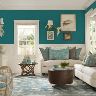 Ivory and Teal Paint Combination - Asian Paints