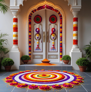 Floor-to-Wall Rangoli Decoration - Asian Paints