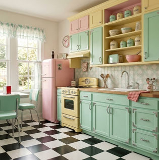 1950s Inspired Pastel Kitchen Colour Scheme