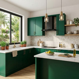 Elegant Emerald Green Kitchen Design