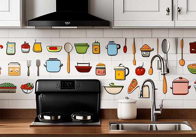 Food wall stickers for kitchen tile design - Asian Paints