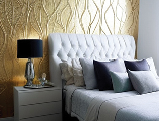 Metallic textured wall painting design for a luxurious bedroom design - Asian Paints