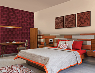 Geometric wall painting design for a modern bedroom design - Asian Paints