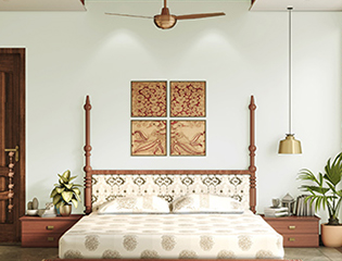 Muted toned bedroom wall painting design - Asian Paints
