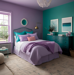 Lavender Combination Colour with Teal - Asian Paints