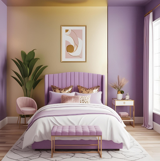  Lavender Wall Paint Combination with Gold - Asian Paints