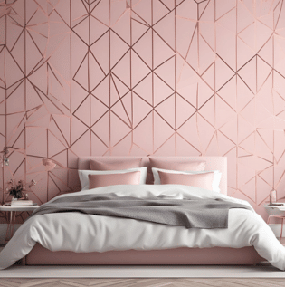 Pink and Rose Gold Geometric Wallpaper - Asian Paints