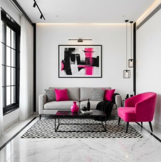 Black White and Hot Pink Hall Colour Combination