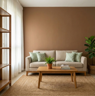 Brown and Green Colour Combination for Hall