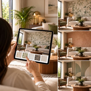 Digital Wall Colour and Wallpaper Visualiser on Tablet