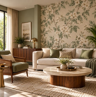Accent Wallpaper Wall Meeting Complementary Painted Side Walls