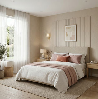 Beige and Soft Pink Minimalist Colour Combination for Elegant Interiors