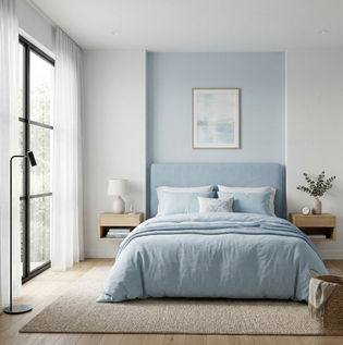 White and Blue Minimalist Colour Combination for Fresh Interiors