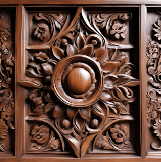 Floral Boxed Wood Carving Door - Asian Paints